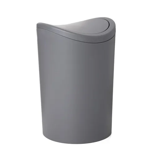 Superio MIni - Bote de basura para baño con tapa, cubo de basura mini gris moderno con tapa abatible (1 1/2 galones, 6 litros) bote de basura de