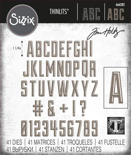 Miniatura 3 de Sizzix Juego de troqueles Thinlits 41PK Alfanumérico Emporium de Tim Holtz, 666282