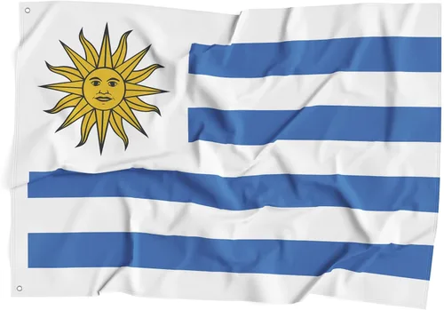 Bandera nacional de Uruguay de fibra de poliéster de 3 x 5 pies, colores brillantes y bandera anti-ultravioleta que se desvanece bandera para