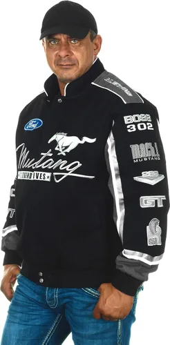 Miniatura 3 de JH DESIGN GROUP Chaqueta Ford Mustang para hombre abrigo de sarga de algodón bordado