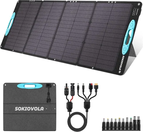 Miniatura 13 de Paneles solares portátiles de 50 W, cargador de panel solar plegable IP68 impermeable con puertos USB-A y USB-C, salida de 18 V CC para pequeña 50