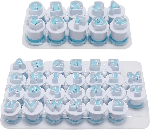 Miniatura 9 de Juego de 26 piezas de sellos para galletas con impresión, cortadores de galletas con letras del alfabeto, molde para galletas y bizcochos
