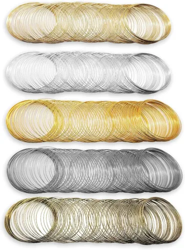 Pulsera de 500 lazos para joyería con cuentas de memoria de alambre de memoria de acero para suministros de fabricación de joyas, creación de arte,