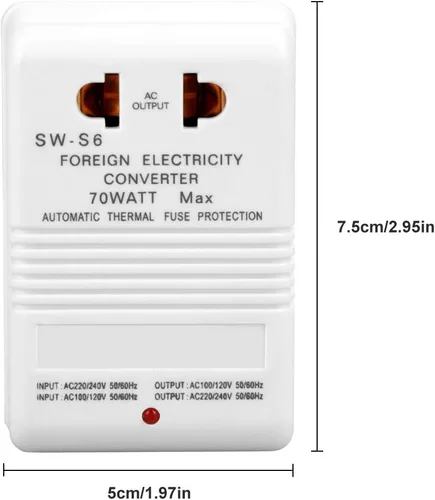 Miniatura 2 de Convertidor de voltaje 70W 110V/120V a 220V/240V Step-Up&Down Transformador de voltaje para viajes