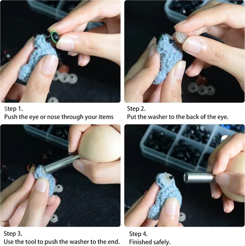 Miniatura 4 de UPTTHOW Herramienta auxiliar para fijar ojos y arandelas de seguridad, ojos y narices de muñeca para amigurumi, ojos de oso arreglar, utensilios