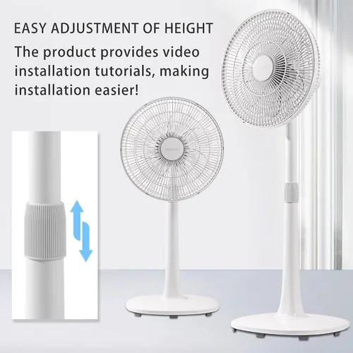 Miniatura 6 de Ventilador de suelo oscilante de 4 velocidades de 7 aspas, 14.5 pulgadas, altura ajustable, ventilador de pie para el hogar, motor de CC