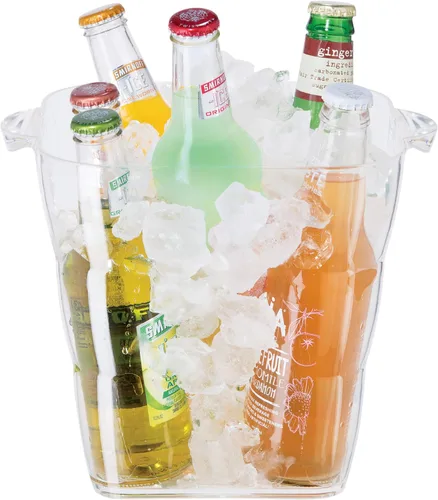 OGGI Cubo de Hielo Cuadrado de Acrílico - Enfriador de Bebidas Transparente con Asas, Enfriador de Vinos, Enfriador de Cervezas, Cubos de Bebidas