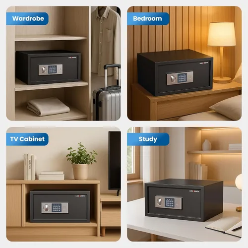 Miniatura 6 de Locksworth Caja fuerte para el hogar, 1.0 pies cúbicos, caja de seguridad para dinero, joyas, documentos y armas, caja fuerte digital de seguridad