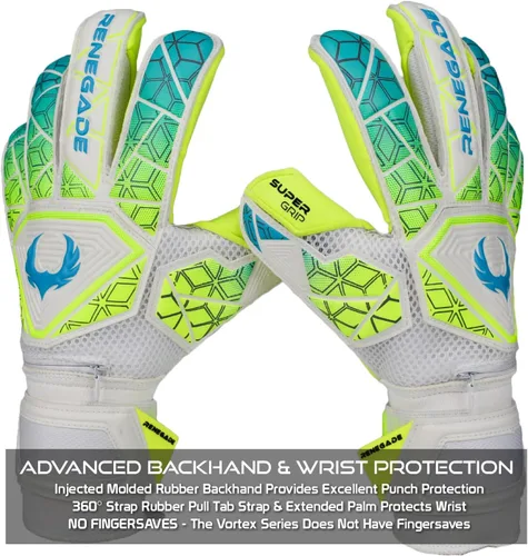 Miniatura 5 de Renegade GK Vortex - Guantes de portero con protector microbiano (tallas 6-11, 3 estilos, nivel 3) Hyper Grip de 3.5+0.118 in y súper malla Wraith