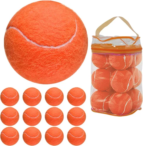 Miniatura 7 de GKK Pelotas de tenis presurizadas duraderas, paquete de 12 pelotas de entrenamiento de fieltro amarillo para principiantes y perros