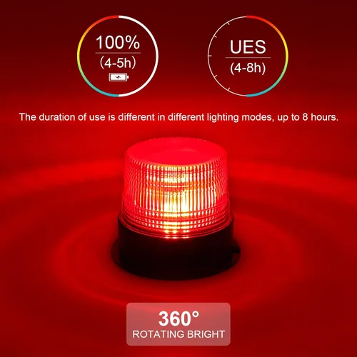 Miniatura 2 de AnTom Luces Estroboscópicas Inalámbricas Magnéticas, LED Rojo Batería Recargable Luz de Baliza de Advertencia de Seguridad para Techo de Vehículo