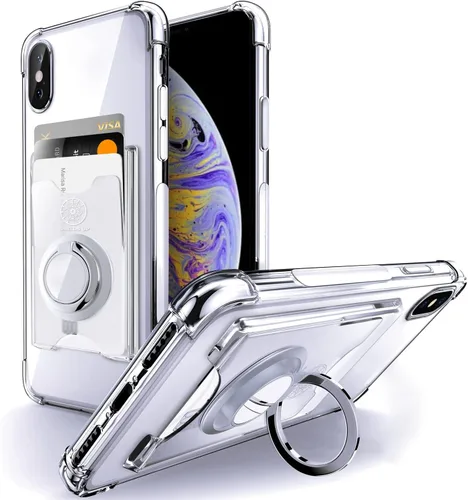 Miniatura 19 de Shields Up Funda diseñada para iPhone 8 Plus/iPhone 7 Plus, funda minimalista con tarjetero [3 tarjetas] y soporte de anillo, funda protectora