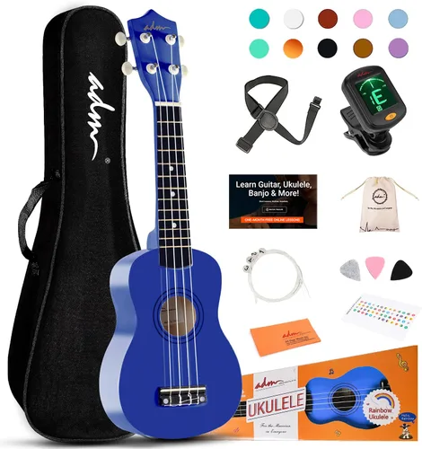 Miniatura 20 de ADM Ukelele para principiantes, kit de madera hawaiana para niños, adultos y estudiantes, pack profesional de ukalele con lecciones gratuitas, bolsa