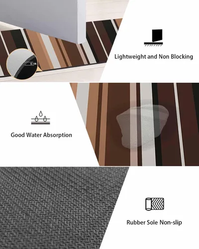 Miniatura 2 de Tapete de baño abstracto marrón para bañera, antideslizante, de secado rápido y absorbente, tierra de diatomeas, para fregadero de cocina, lavable