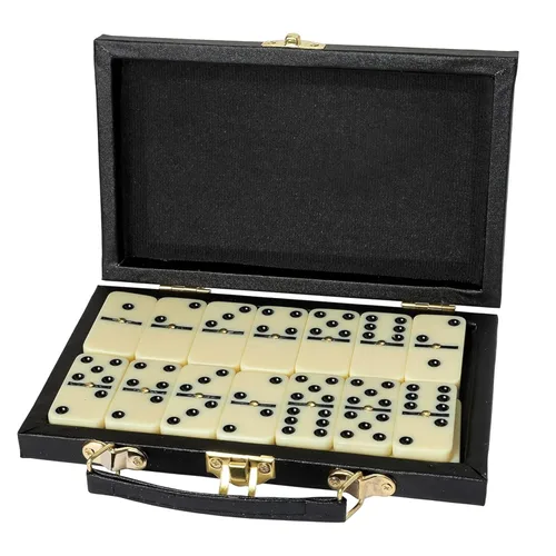 Kicko Juego de dominó – 28 piezas de dominó clásico de seis piezas en caja marrón de madera duradera – Divertido juego de mesa para 2 – 4 jugadores