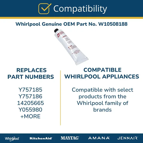 Miniatura 4 de Whirlpool WPY055980 Pieza de repuesto de tubo adhesivo de alta temperatura original OEM - Sustituye a 14205665, Y055980, Y757185, Y757186