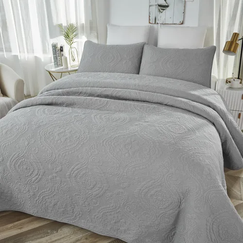 Miniatura 11 de Brandream Juego de Ropa de Cama Acolchado con Medallón de Lujo Tamaño King de Algodón Estilo Granja Juego de Edredón Tamaño Queen Colcha Matelassé