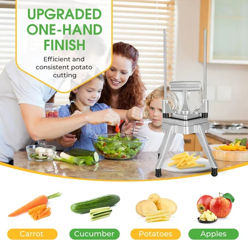 Miniatura 4 de Cortador comercial – Cortador de acero inoxidable resistente para frutas, verduras, tomate, pimientos, cebolla, papa, 1 en 1, 3/8 pulgadas