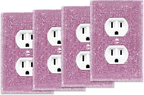 Miniatura 36 de 1 funda para interruptor de luz brillante – Cubierta de placa de interruptor con purpurina dorada con diamantes de imitación 2.2 lbs-2-Oro