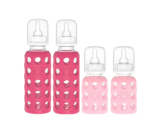 Miniatura 38 de Lifefactory Biberón de vidrio sin BPA Funda protectora de silicona Paquete de 3 de 9 onzas Papaya, col rizada y arándanos Papaya/Kale/Arándano