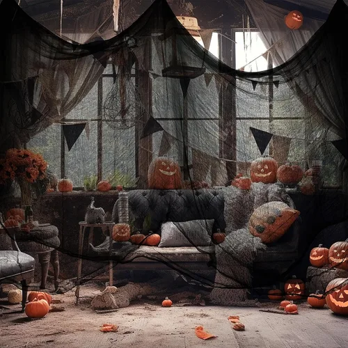 Miniatura 4 de Tela espeluznante negra de Halloween, 315 x 85 pulgadas, decoración de Halloween al aire libre, paño negro de gasa espeluznante, accesorios
