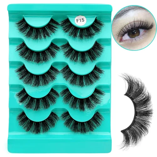 Miniatura 10 de Pestañas postizas de visón con volumen que parecen extensiones glamorosas y rizadas, paquete de 5 pares