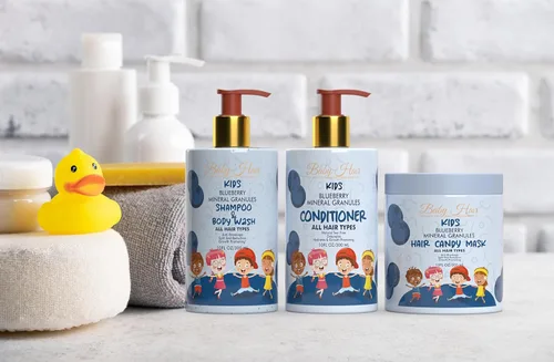 Miniatura 2 de Baby Hair - Juego de champú/gel de baño para niños pequeños, acondicionador y mascarilla para el cabello, champú y acondicionador sin sulfato