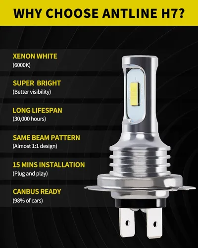 Miniatura 46 de Antline Bombilla LED H1 súper brillante, versión 3570 CSP-Chips LED antiniebla, repuesto DRL (paquete de 2)