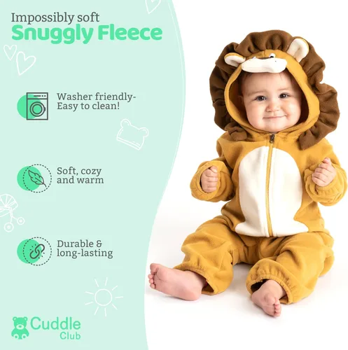 Miniatura 44 de Enterizo de vellón para bebé, rómper de una sola pieza con capucha para niños, ropa para exteriores, chaqueta infantil