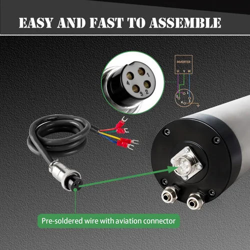 Miniatura 5 de Kits de motor de husillo CNC, motor de husillo refrigerado por agua de 110 V, 1,5 KW, 2.559 in, motor CNC, 110 V, 1,5 KW, montaje de abrazadera
