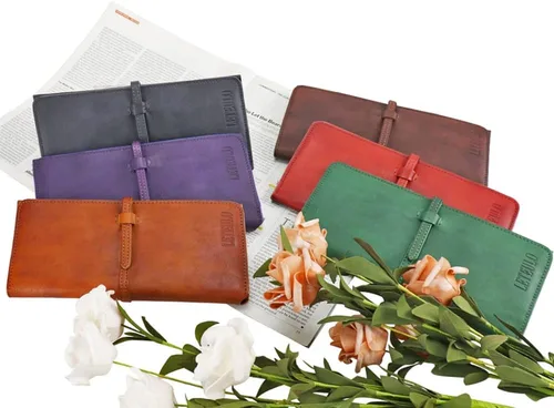 Miniatura 7 de LETEULO Carteras para mujer, de piel auténtica, organizador de tarjetas, monedero, monedero de teñido por inmersión, carteras ultrafinas para mujer