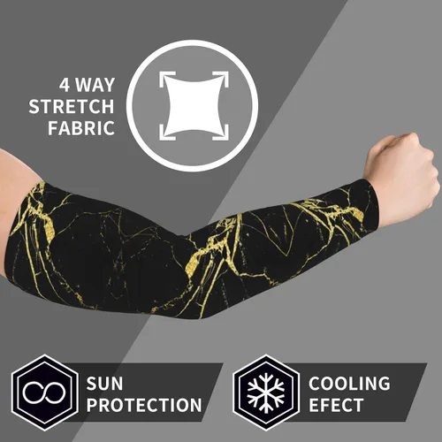 Miniatura 7 de Mangas de compresión con estampado de mármol negro y dorado para hombres y mujeres, protección solar UV