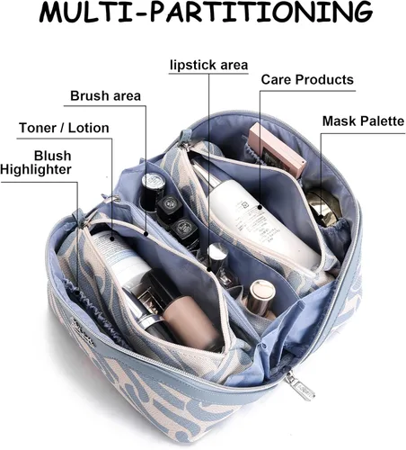 Miniatura 4 de BOYATU Bolsa de maquillaje de viaje para mujer: organizador de cosméticos y artículos de tocador de gran capacidad de 3 piezas - expande