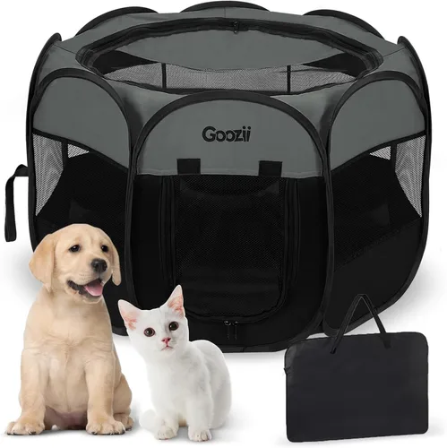 Miniatura 14 de Goozii Corralito portátil plegable, perros, interior y exterior, funda con cremallera, cubierta superior, puerta, para piso, gatos grandes, conejos