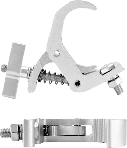 Miniatura 8 de QWORK Abrazadera de aluminio para luz de escenario, paquete de 10, ajuste de 1.18 a 1.97 pulgadas, carga de 330 libras para cabina de DJ, plataforma