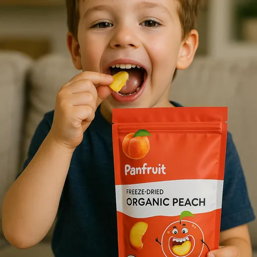 Miniatura 6 de PANFRUIT Bocadillos orgánicos liofilizados de durazno – 100% naturales, sin azúcar añadido, sin OMG, sin gluten – 4 paquetes individuales