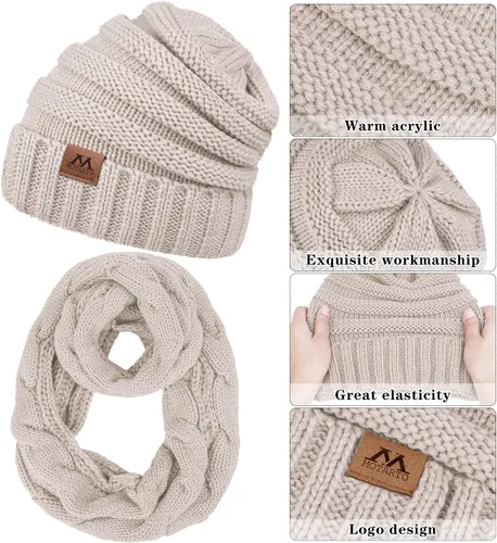 Miniatura 3 de Motarto Conjunto cálido de invierno, bufanda de punto, gorro, guantes para pantalla táctil, calentador de oídos, equipo para clima frío para hombres