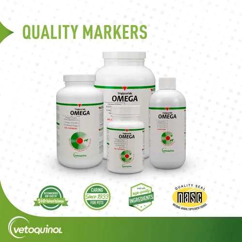 Miniatura 7 de Vetoquinol Suplemento líquido de triglicéridos Omega 3 para perros y gatos, suplemento de aceite de pescado líquido con EPA y DHA, promueve la piel