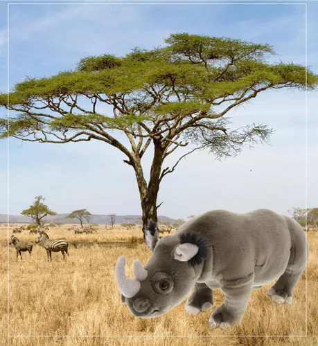 Miniatura 9 de DolliBu Colección de animales de peluche salvaje, Storytime Buddy Rhino Animal para niños, animales de peluche de safari de felpa de rinoceronte