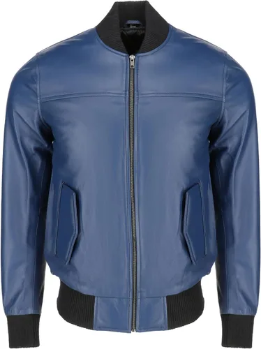 Miniatura 3 de TLC Varsity Bomber Jacket Men Ribbed Style Sleek Black Leather Bomber Jacket Men