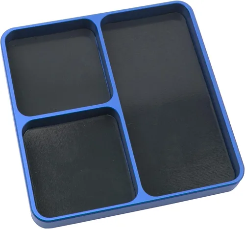 ShareGoo Bandeja universal de metal para tornillos RC con almohadilla magnética, soporte de tornillos magnéticos, herramientas de fijación RC Azul