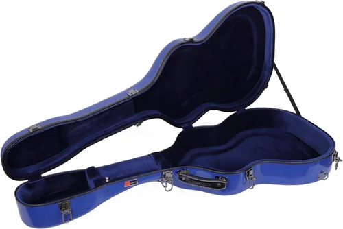 Miniatura 4 de Crossrock Funda de fibra de vidrio de lujo para guitarras OM, Martin 000 Interior de felpa, bloqueo TSA - azul marino (CRF2020OMNVBL)
