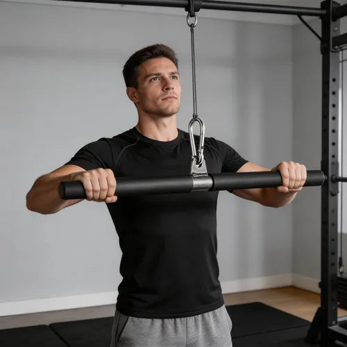 Miniatura 8 de Barra recta de bricolaje, barra de tracción de bíceps con empuñaduras suaves para la máquina de peso, barra recta para entrenamiento de gimnasio