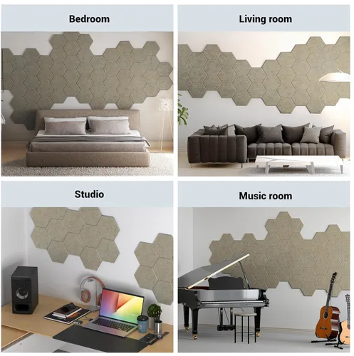 Miniatura 4 de Paquete de 12 paneles acústicos, paneles de pared insonorizados, paneles de alta densidad a prueba de sonido con autoadhesivos, absorbentes