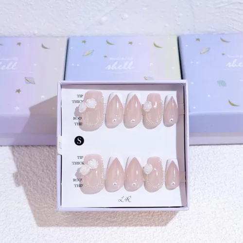 Miniatura 22 de LIGHT RAIN - Uñas a presión medianas con diseño de galaxia Andromeda, de lujo, reutilizables, de siete capas, con acabado UV, uñas postizas hechas a