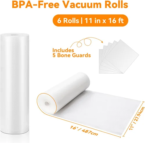 Miniatura 2 de Wevac - Bolsas sellables al vacío de 11 pulgadas x 16 pies. Paquetes de 3 rollos para Food Saver, Seal a Meal, Weston. Tipo comercial, sin BPA