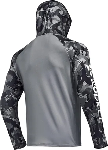 Miniatura 2 de Rodeel Camiseta de manga larga con capucha para hombre, ajuste holgado, con ventilación y protección solar UPF 50