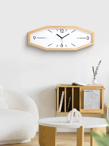 Miniatura 3 de DaguyS Relojes de pared de madera retro, relojes cuadrados de 18 pulgadas, relojes de pared rectangulares operados con batería, silenciosos sin
