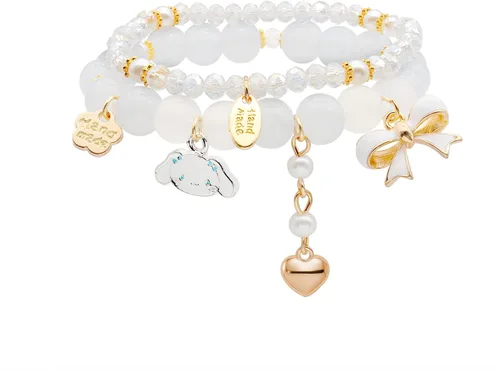Miniatura 5 de Pulsera de cristal Kawaii con cuentas elásticas de dibujos animados, conjunto de pulseras a juego de pulseras de cuentas de cristal azul, rosa