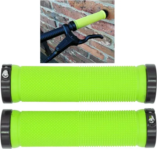 Miniatura 2 de PLATT - Puños de manillar de bicicleta con gomas de goma coloridas Puños de bicicleta cómodos para bicicletas BMX/MTB verde (Green+End Caps)
